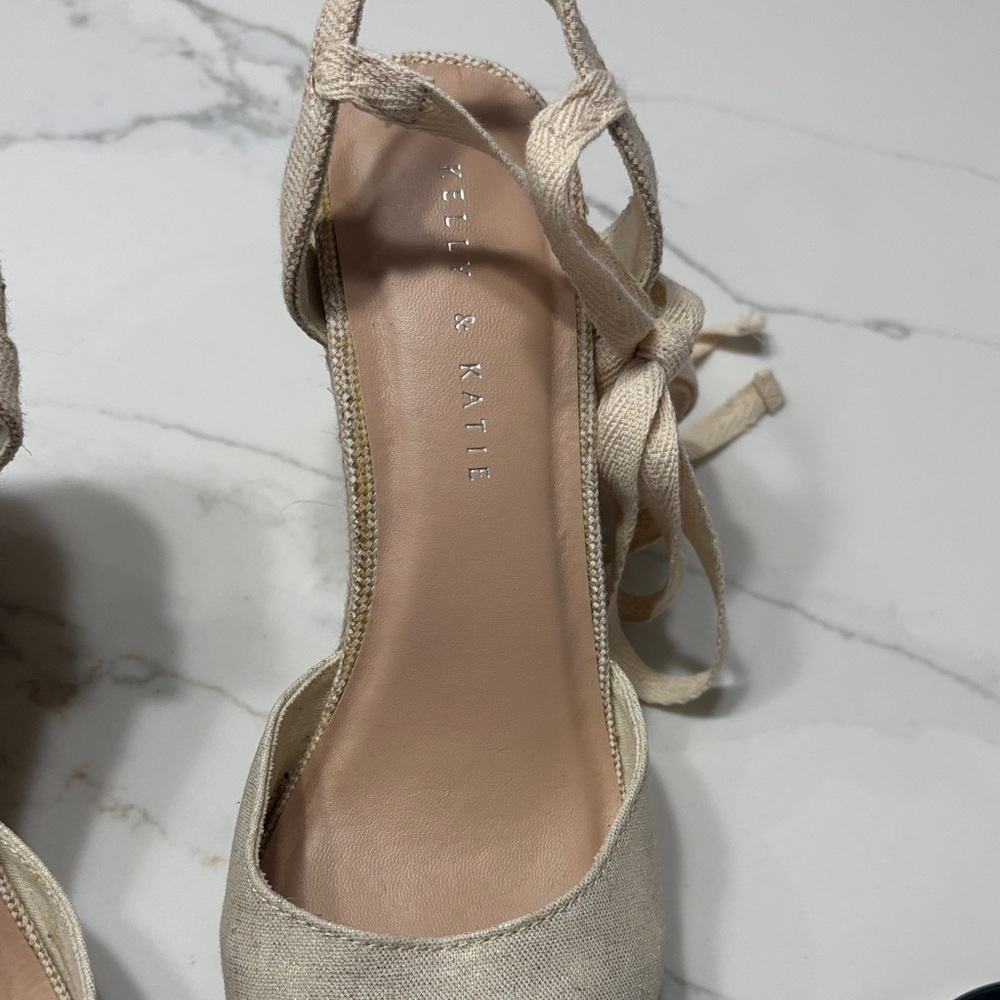 Kelly & Katie Beige Lace-Up Espadrilles - Picture 16 of 17